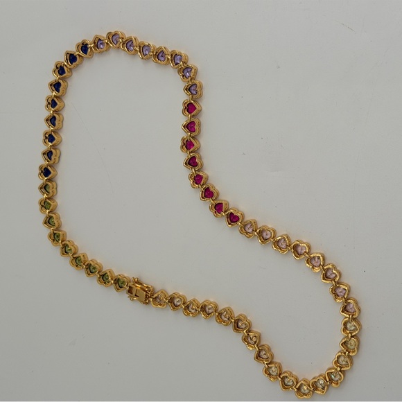 Multicolor Rhinestone Heart Necklace - Picture 5 of 5